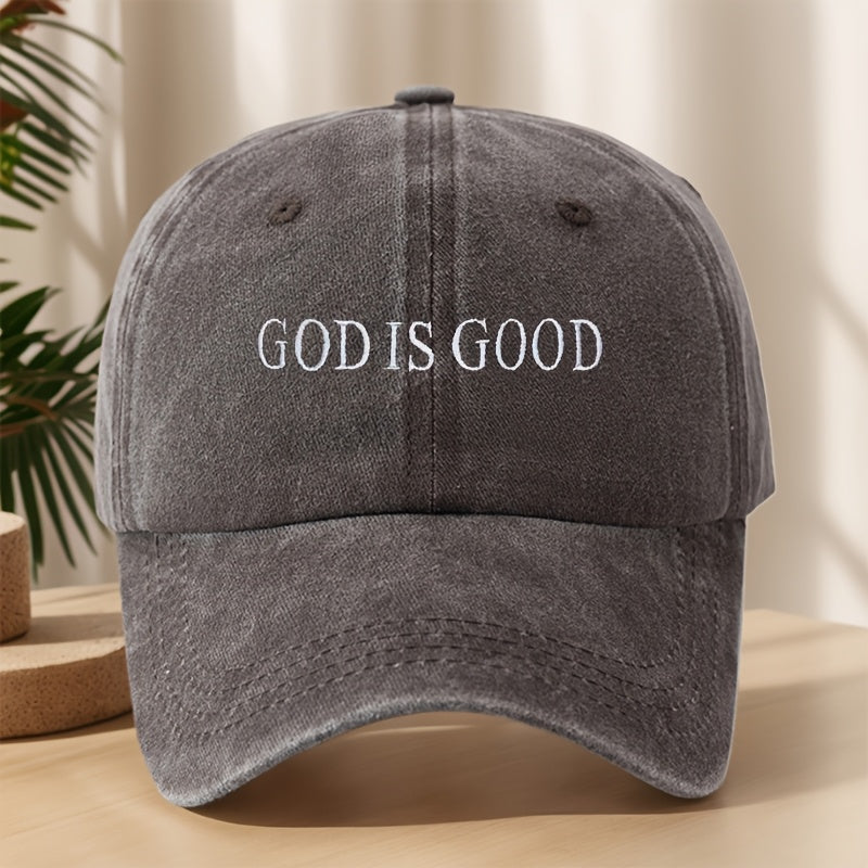 MyClosetAid [Vintage Baseball Cap] Embroidered "GOD IS GOOD" Design — product on model