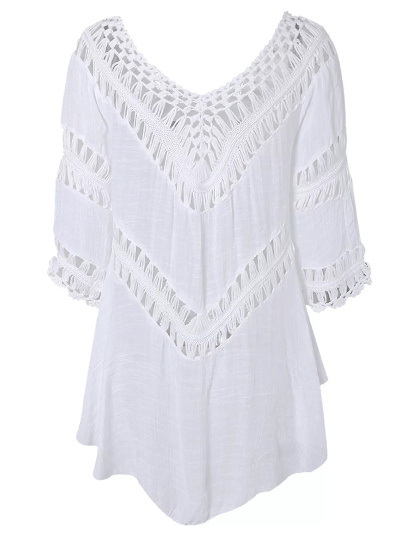 Crochet Trimmed Flowy Cover Up Dress