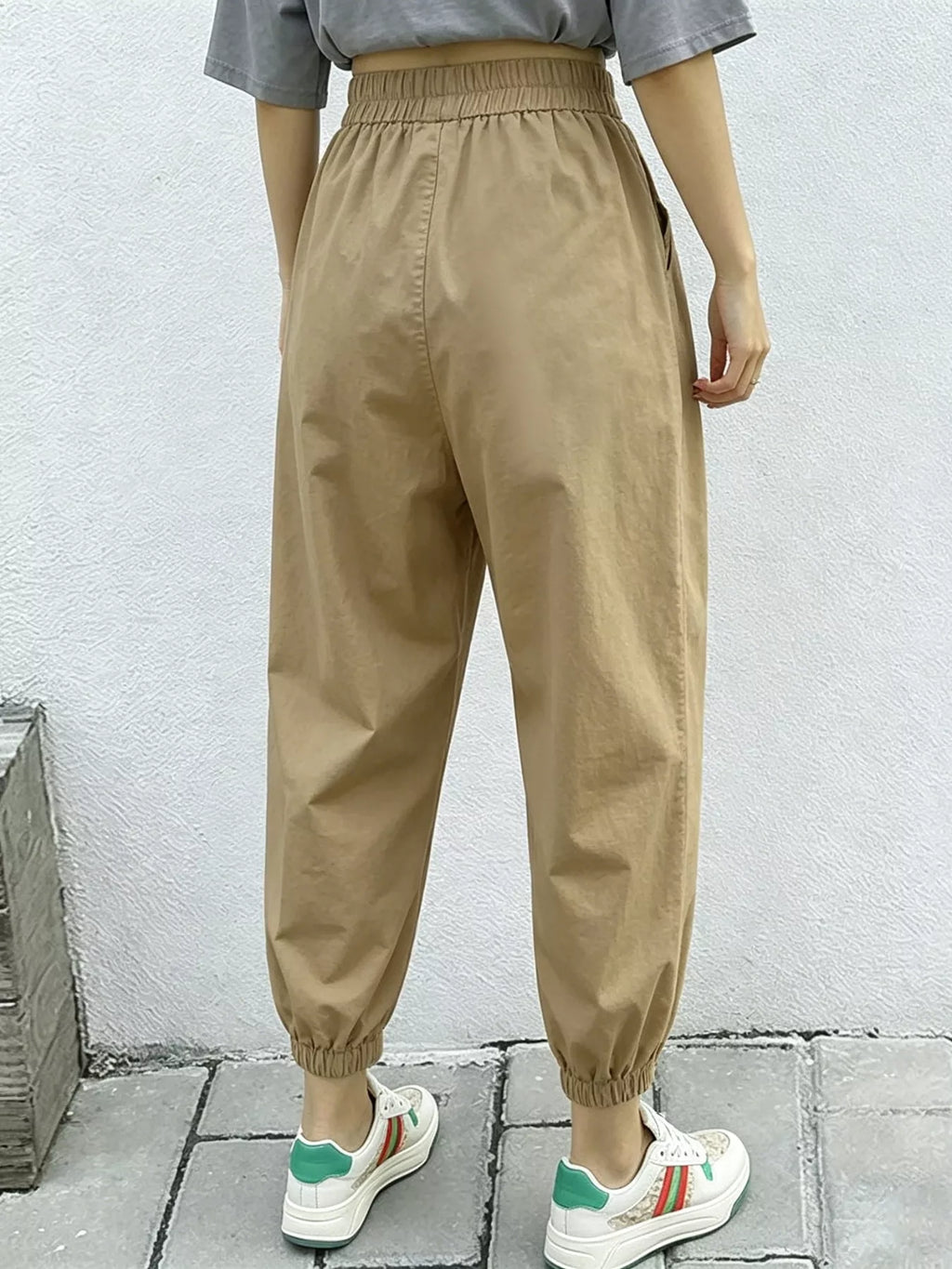 Loose Fit Elastic Waist Harem Pants