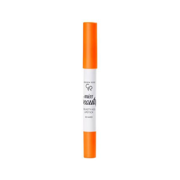 Golden Rose Miss Beauty Velvety Kiss Lipstick 3.5g - Long Lasting Matte Finish, 02 Naked Shade