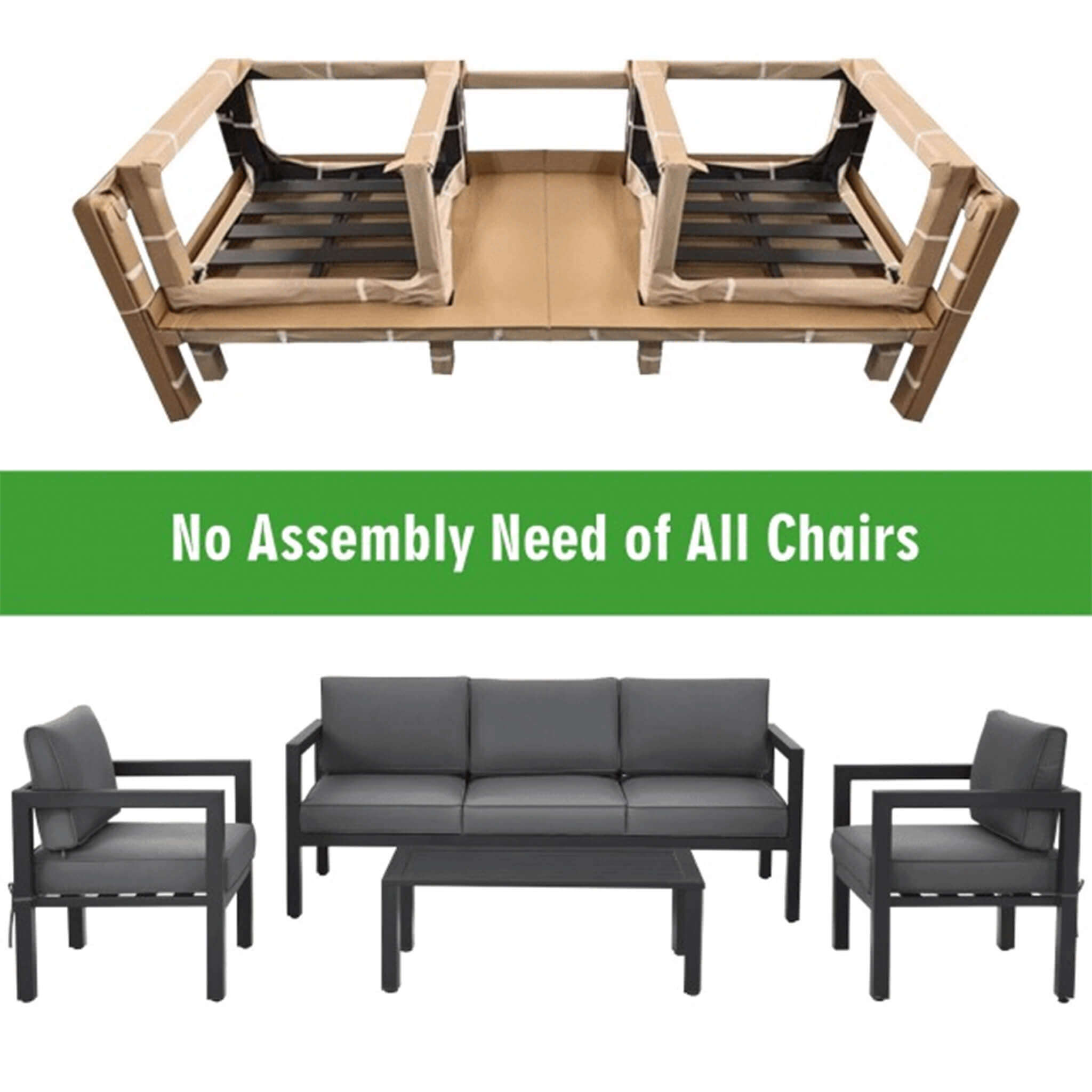Alora 4-Piece Premium Outdoor Aluminum Furniture Set For Backyard & Poolside (SAK73532) – SAKSBY WHOLESALE, view 9