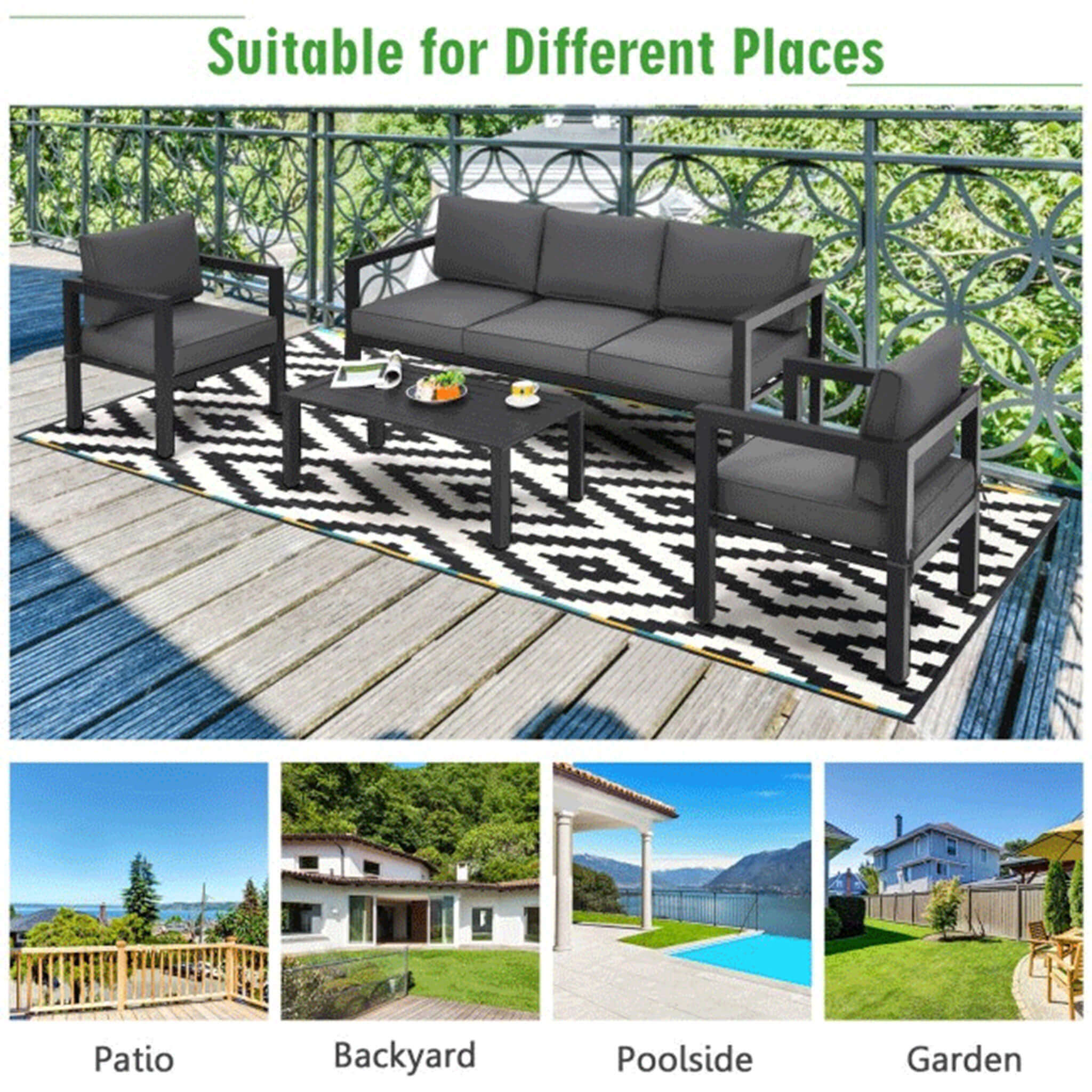 Alora 4-Piece Premium Outdoor Aluminum Furniture Set For Backyard & Poolside (SAK73532) – SAKSBY WHOLESALE, view 4
