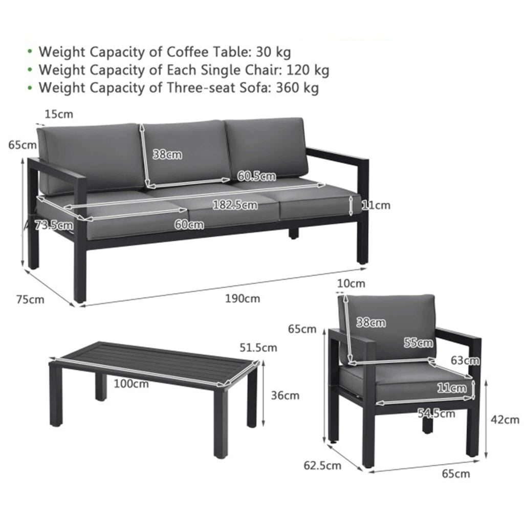 Alora 4-Piece Premium Outdoor Aluminum Furniture Set For Backyard & Poolside (SAK73532) – SAKSBY WHOLESALE, view 15