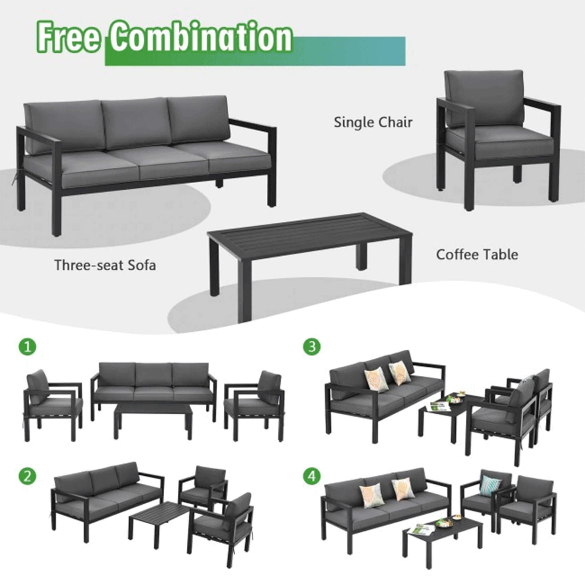 Alora 4-Piece Premium Outdoor Aluminum Furniture Set For Backyard & Poolside (SAK73532) – SAKSBY WHOLESALE, view 13