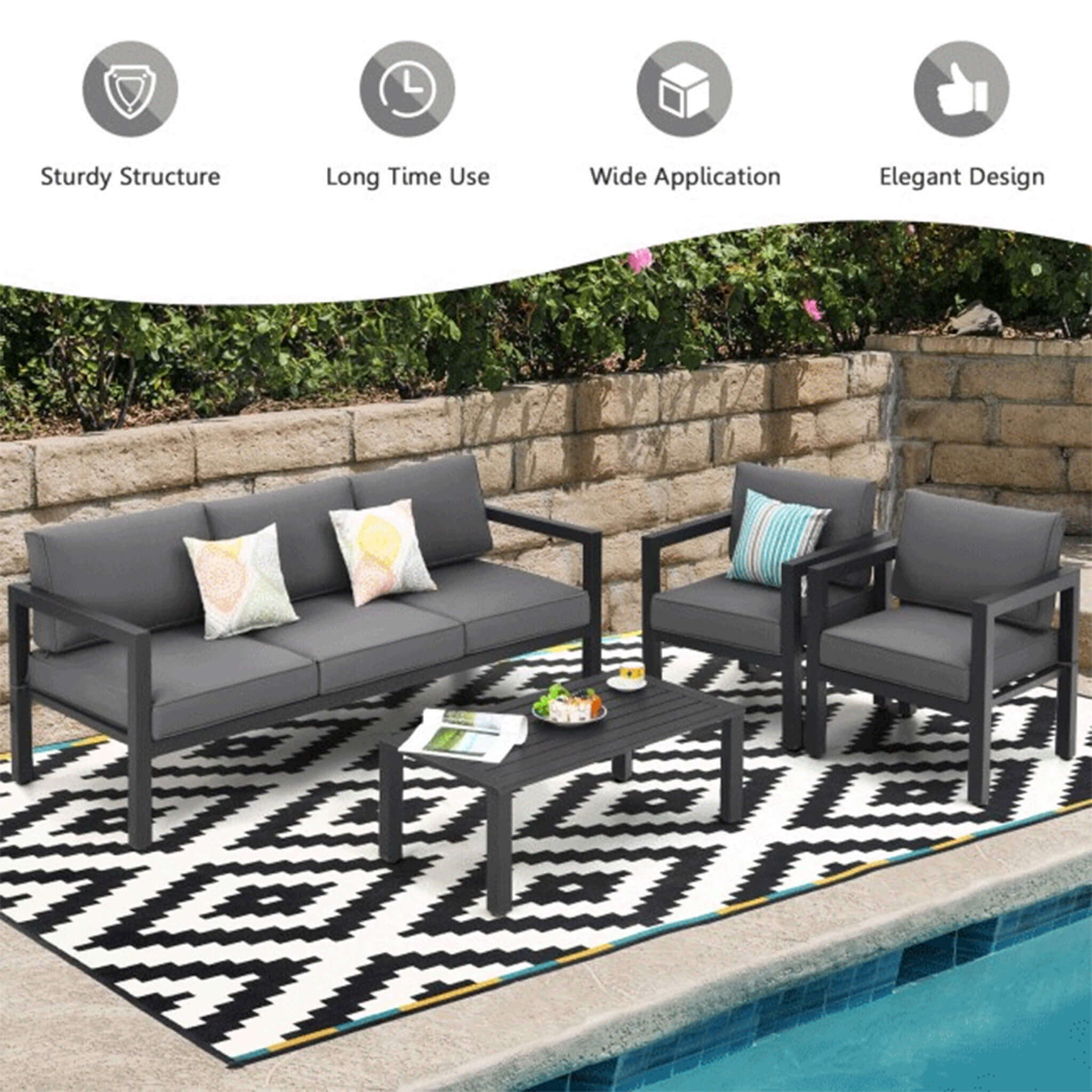 Alora 4-Piece Premium Outdoor Aluminum Furniture Set For Backyard & Poolside (SAK73532) – SAKSBY WHOLESALE, view 6