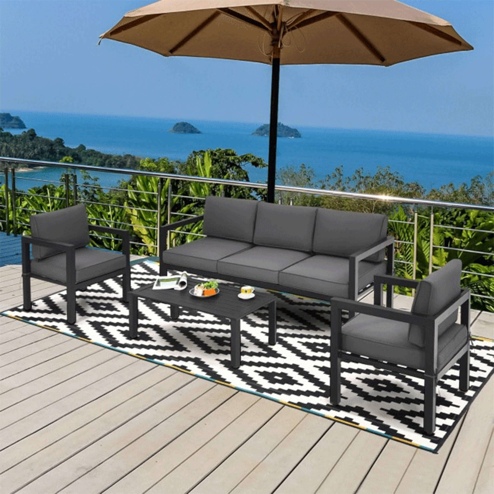 Alora 4-Piece Premium Outdoor Aluminum Furniture Set For Backyard & Poolside (SAK73532) – SAKSBY WHOLESALE, view 10
