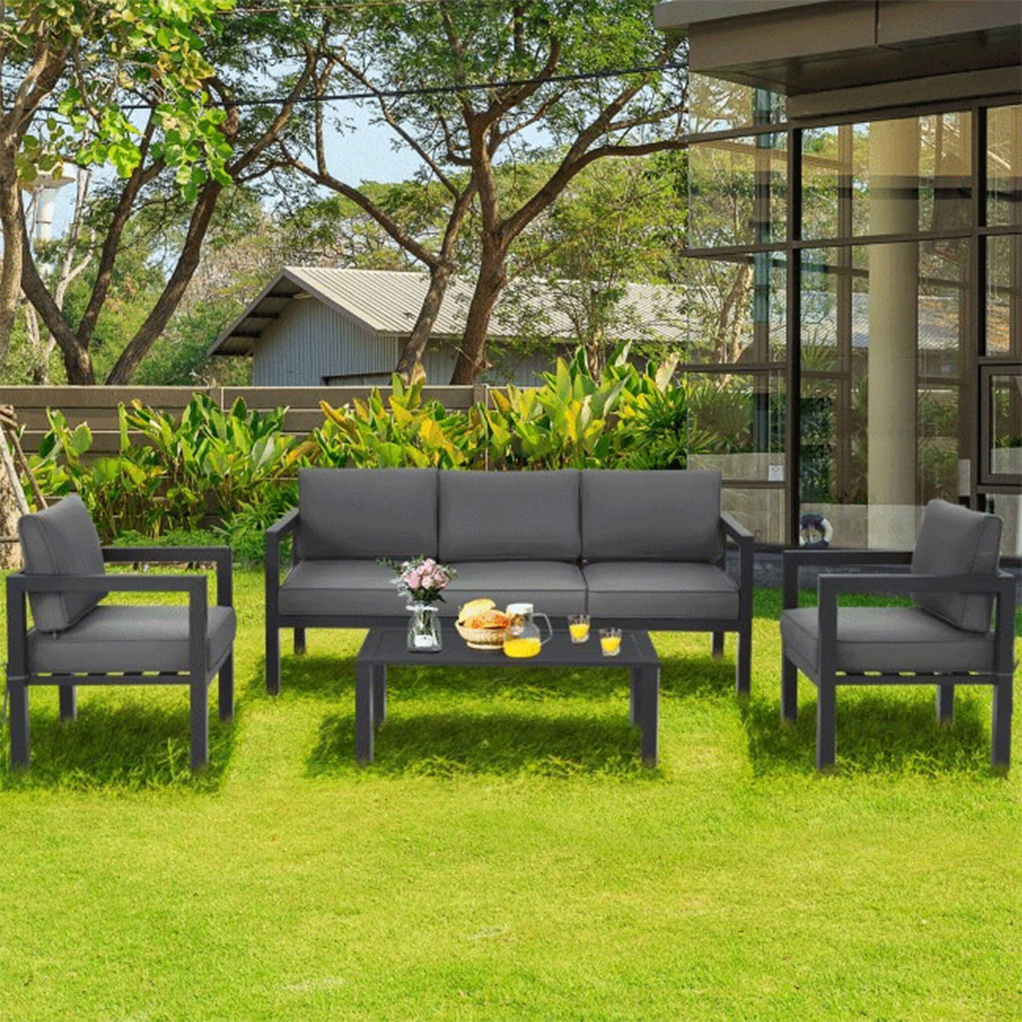 Alora 4-Piece Premium Outdoor Aluminum Furniture Set For Backyard & Poolside (SAK73532) – SAKSBY WHOLESALE