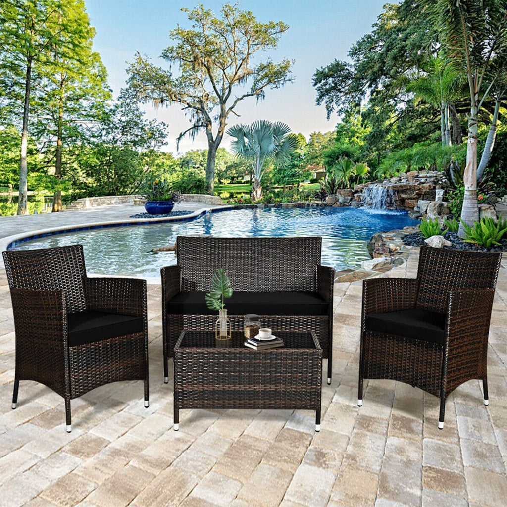 Alora 4-Piece Outdoor Rattan Patio Furniture Set With Cushions & Coffee Table (SAK75463) – SAKSBY WHOLESALE