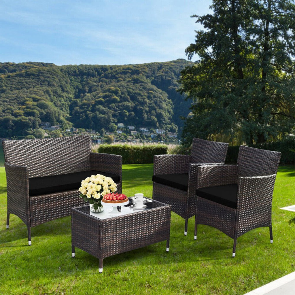 Alora 4-Piece Outdoor Rattan Patio Furniture Set With Cushions & Coffee Table (SAK75463) – SAKSBY WHOLESALE, view 3