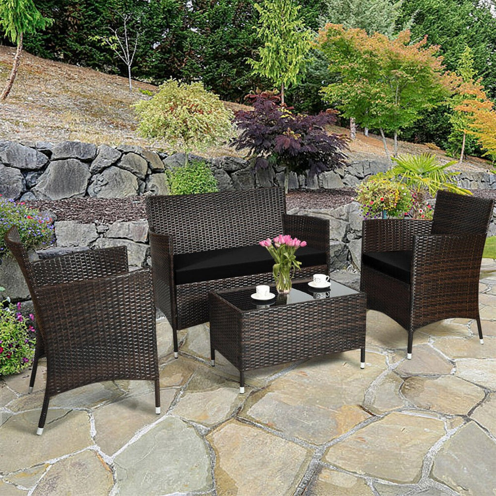Alora 4-Piece Outdoor Rattan Patio Furniture Set With Cushions & Coffee Table (SAK75463) – SAKSBY WHOLESALE, view 4