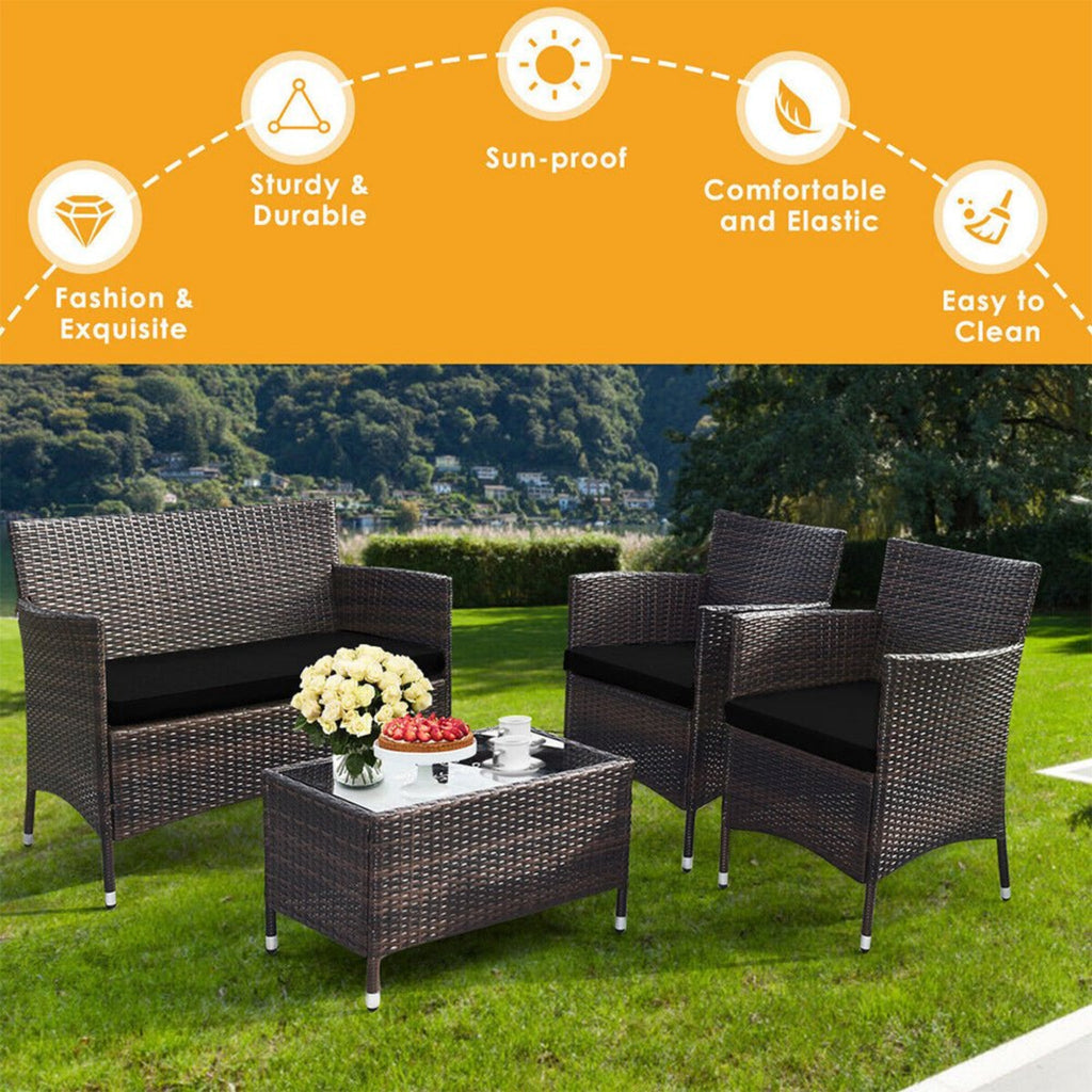 Alora 4-Piece Outdoor Rattan Patio Furniture Set With Cushions & Coffee Table (SAK75463) – SAKSBY WHOLESALE, view 6