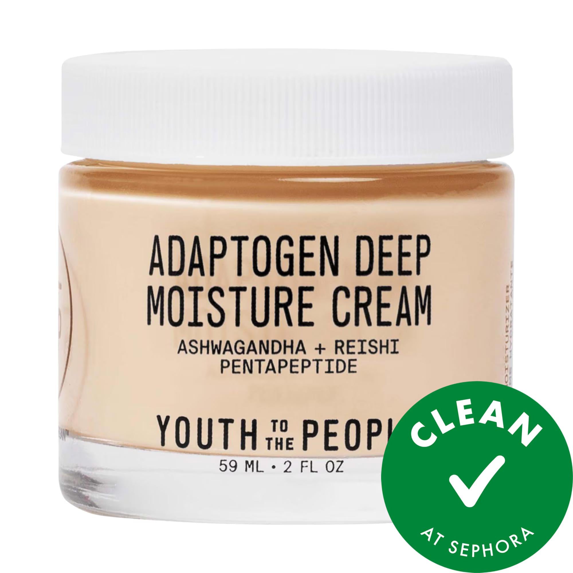 Adaptogen Deep Moisturizing Cream with Ashwagandha + Reishi Mushroom - Vegan, Cruelty-Free Face Moisturizer for Dry, Sensitive Skin