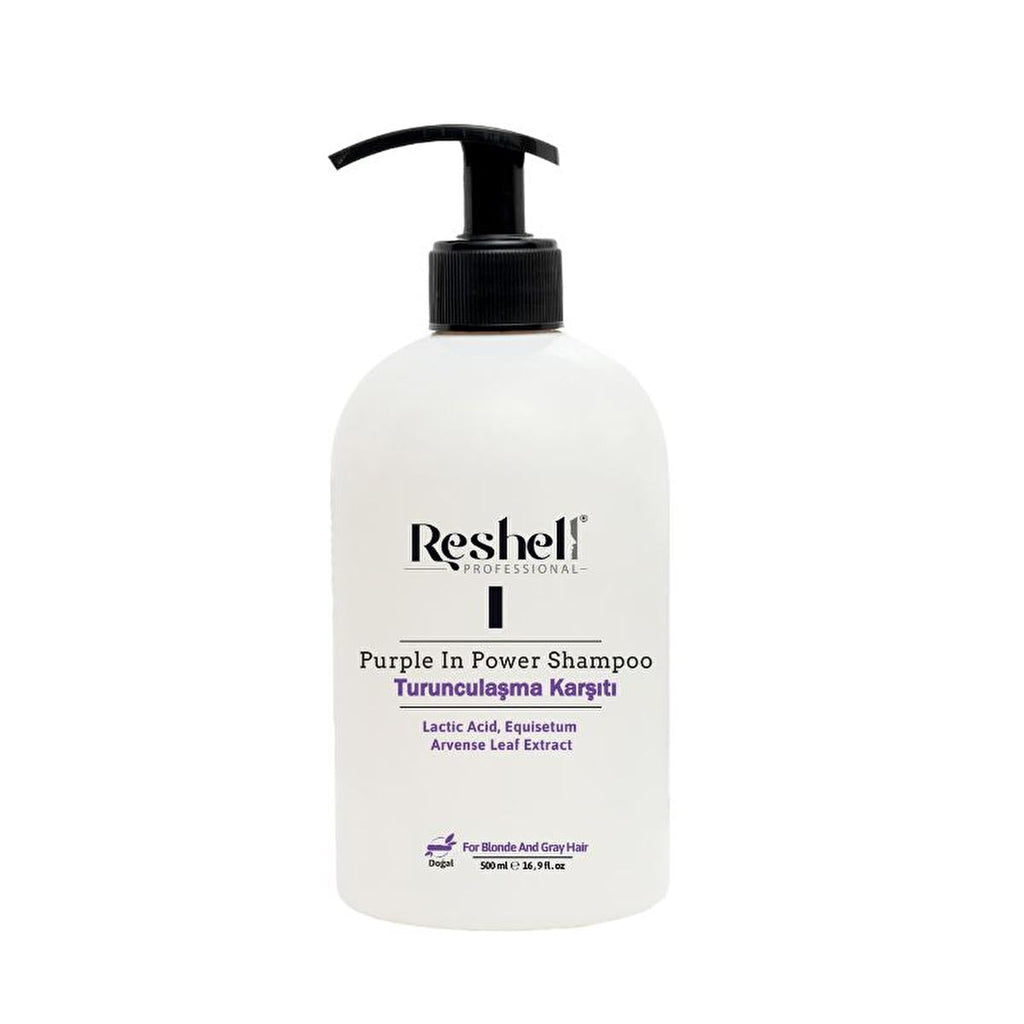 Reshell Purple In Power Anti-Brass Purple Shampoo: Neutralize Orange Tones for Blonde, Grey & Highlighted Hair (500ml)
