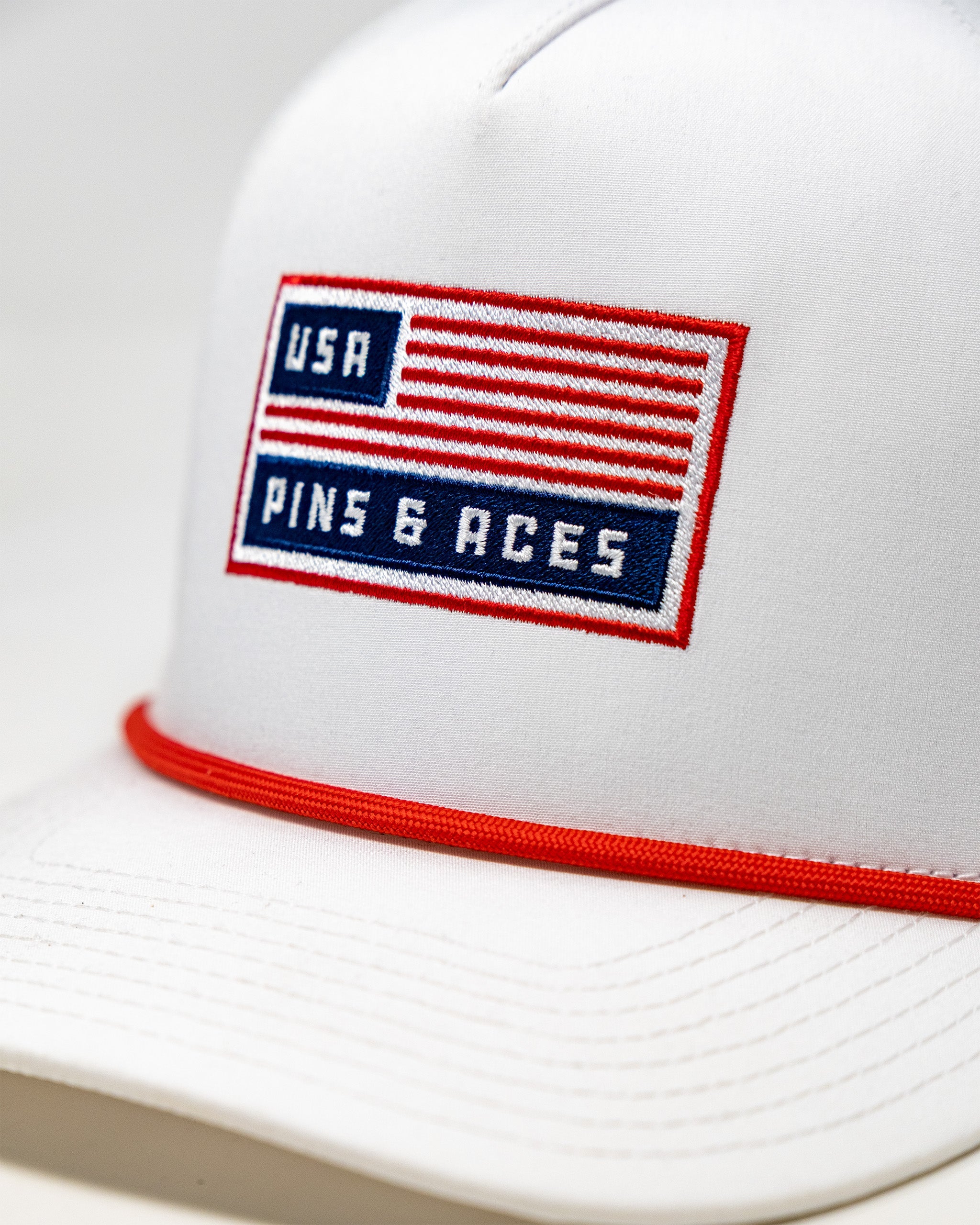 Pins and Aces Perforated Rope Hat - USA — detail close-up