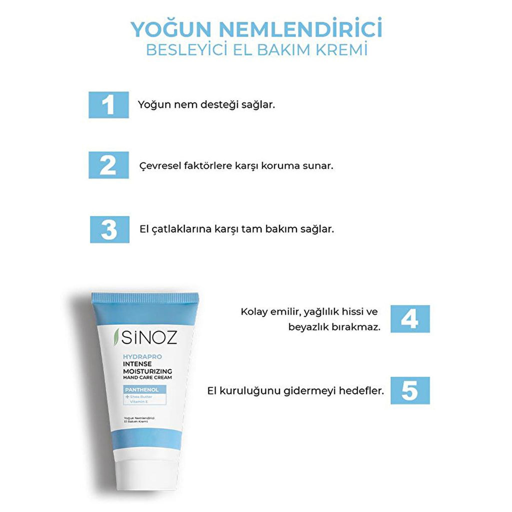 Sinoz Moisturizing Hand Cream: Intense Moisture for Dry, Cracked Hands - Shea Butter, Vitamin E, Non-Greasy Formula - 1.69 fl oz