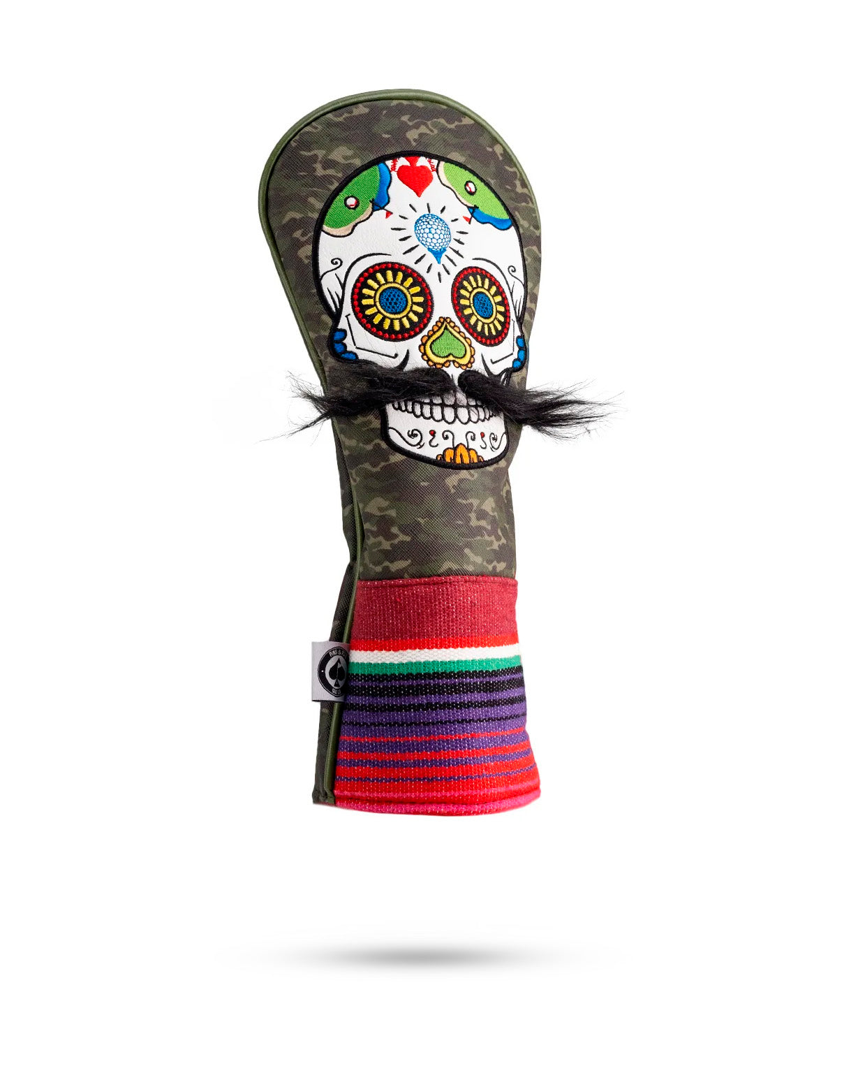 Pins and Aces Pins and Aces Mustache Sugar Skull - Fairway Cover Green Camo — main product shot