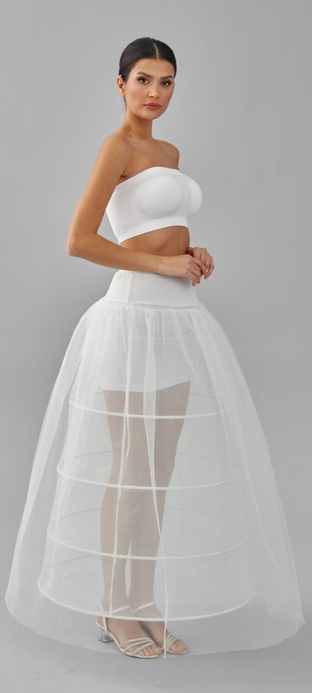Crinoline, Wedding Dress Underskirt, White Petticoat Skirt, Four Hoop Skirt – Bridal Port, view 6