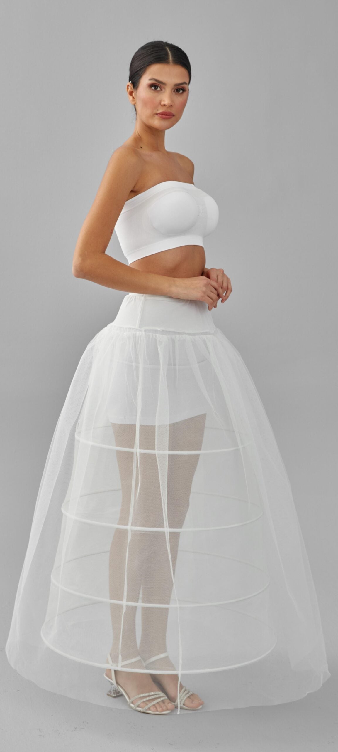 Crinoline, Wedding Dress Underskirt, White Petticoat Skirt, Four Hoop Skirt – Bridal Port, view 6