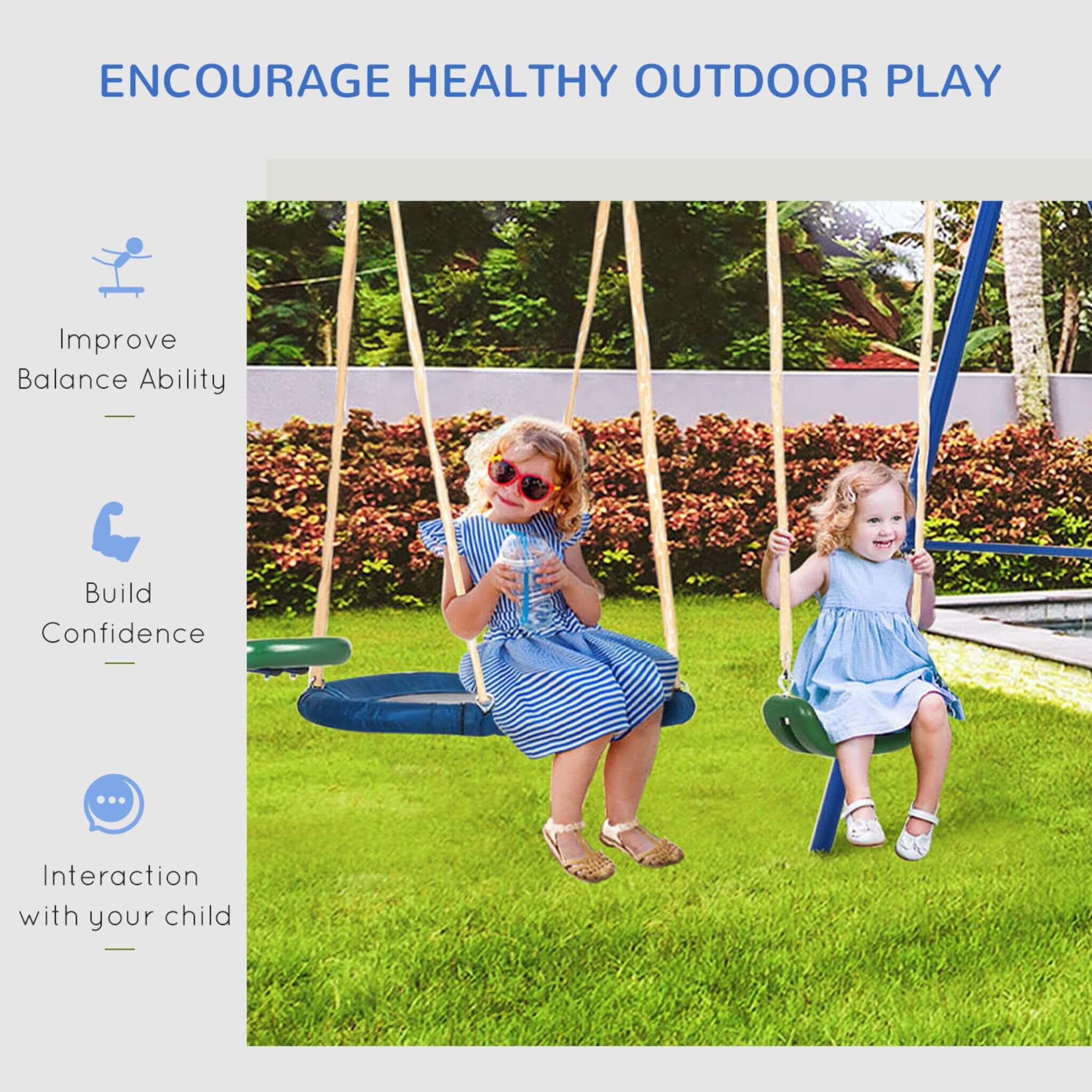 5-In-1 Heavy-Duty Outdoor A-Frame Swing Set With Saucer, Swing, Slide, Seesaw, Glider, And Swing Seat (SAK61472) – SAKSBY WHO