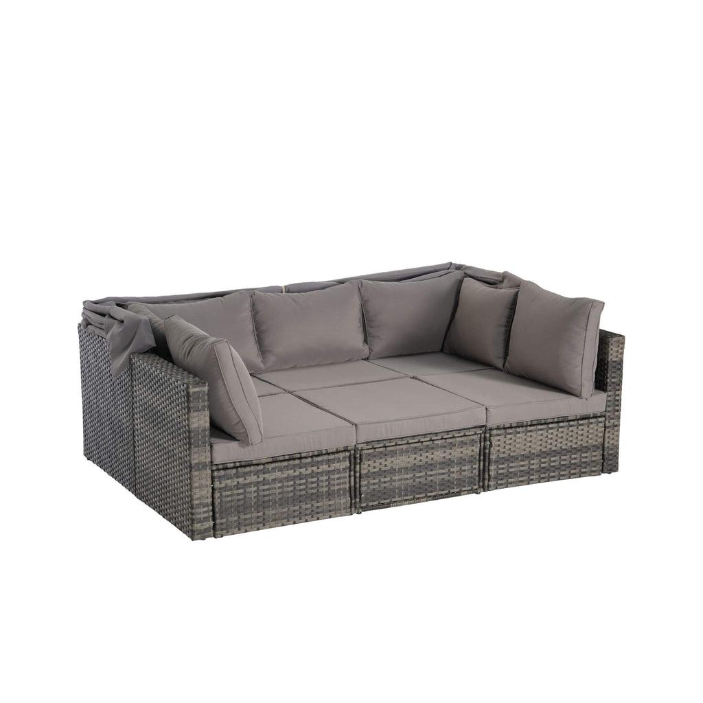 Alora 5-Piece Outdoor Patio Wicker Daybed Furniture Set With Retractable Canopy (SAK37816) – SAKSBY WHOLESALE, view 5