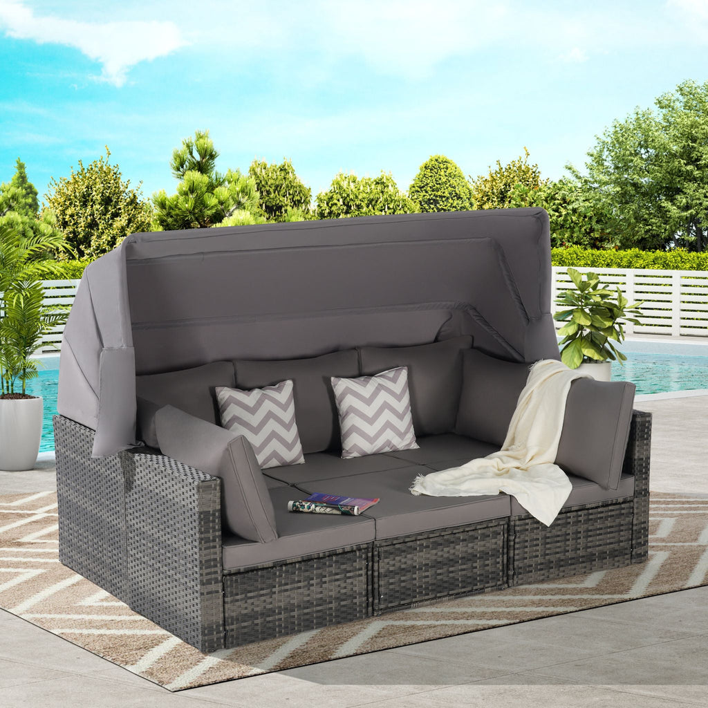 Alora 5-Piece Outdoor Patio Wicker Daybed Furniture Set With Retractable Canopy (SAK37816) – SAKSBY WHOLESALE, view 7