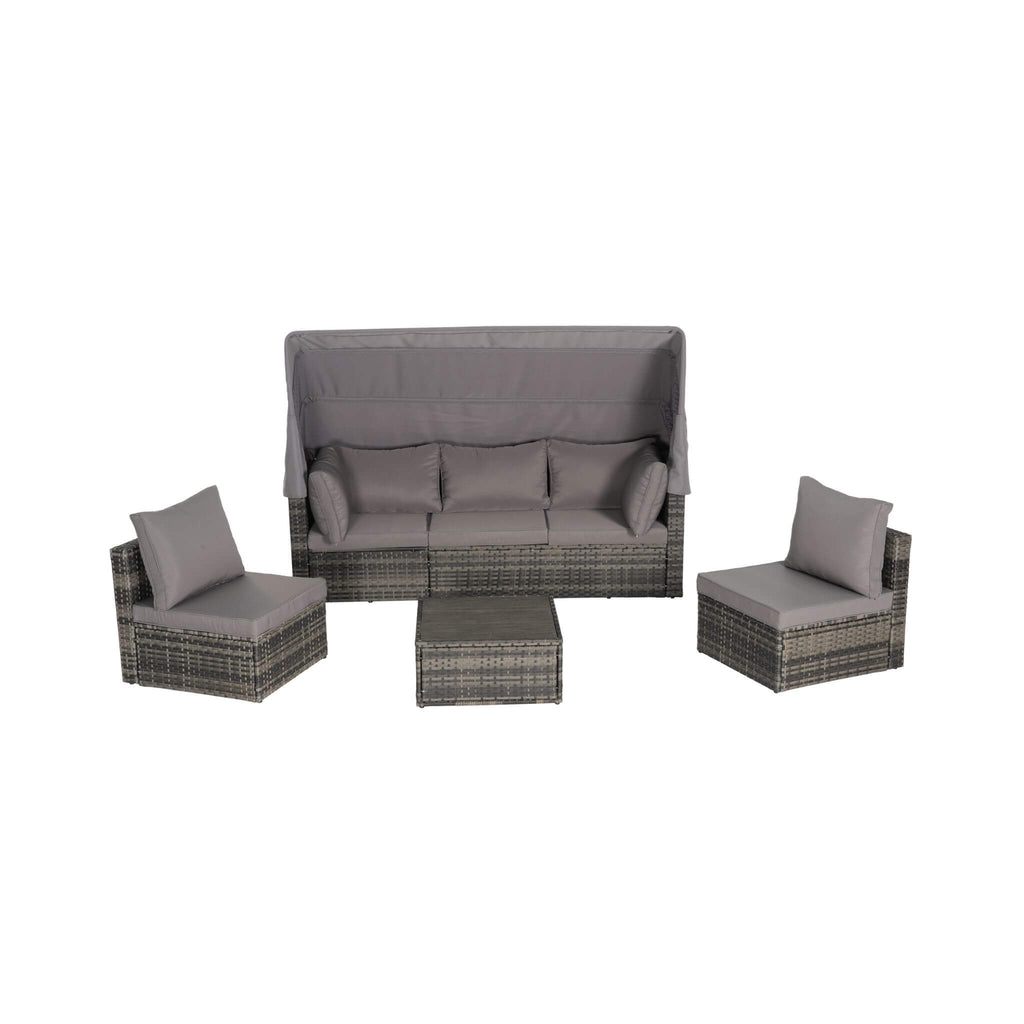 Alora 5-Piece Outdoor Patio Wicker Daybed Furniture Set With Retractable Canopy (SAK37816) – SAKSBY WHOLESALE, view 11