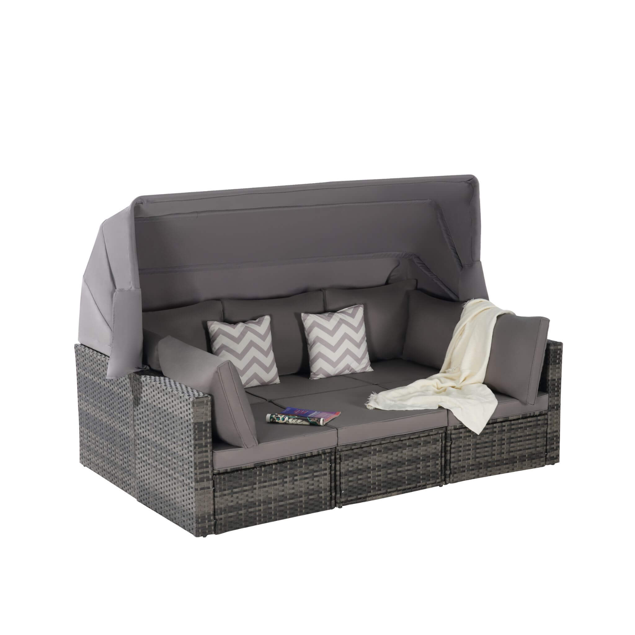 Alora 5-Piece Outdoor Patio Wicker Daybed Furniture Set With Retractable Canopy (SAK37816) – SAKSBY WHOLESALE, view 12