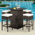 Alora 5-Piece Patio Rattan Bar Table Stool Set With Hidden Storage Shelf & Cushions (SAK14645) – SAKSBY WHOLESALE