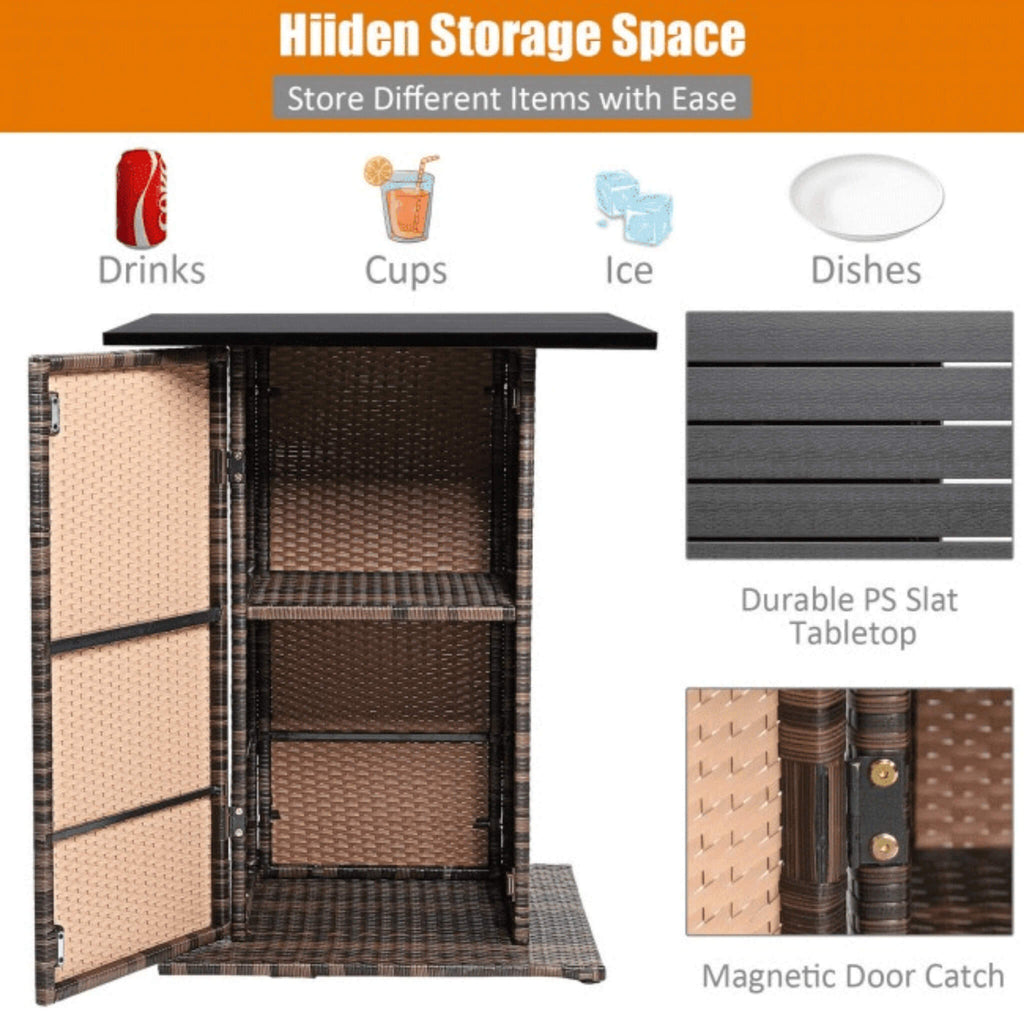 Alora 5-Piece Patio Rattan Bar Table Stool Set With Hidden Storage Shelf & Cushions (SAK14645) – SAKSBY WHOLESALE, view 7