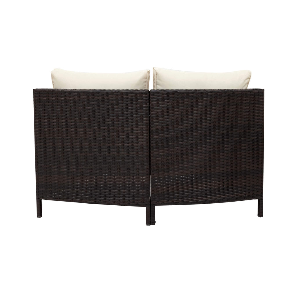 Alora Premium 5-Piece All-Weather Half-Moon Outdoor Rattan Wicker Patio Sectional Sofa Furniture Set With Tempered Glass Tabl