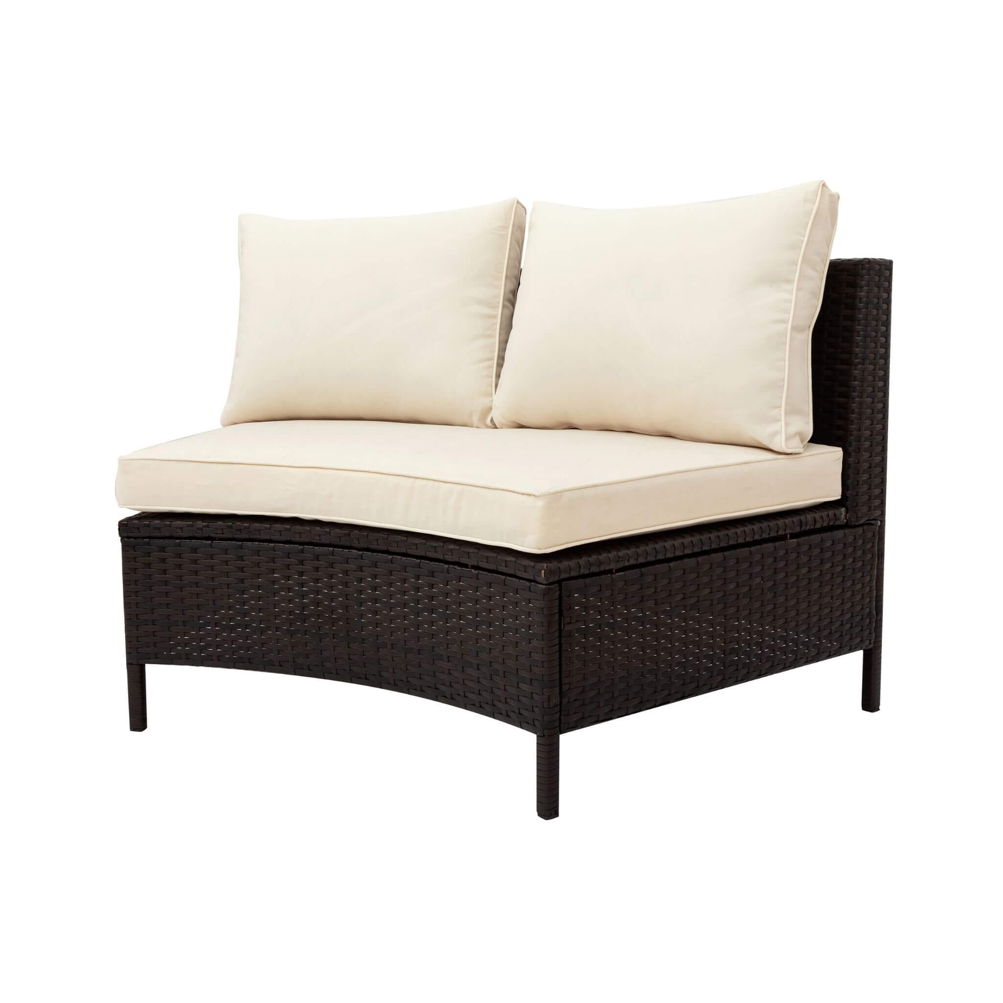 Alora Premium 5-Piece All-Weather Half-Moon Outdoor Rattan Wicker Patio Sectional Sofa Furniture Set With Tempered Glass Tabl