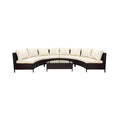 Alora Premium 5-Piece All-Weather Half-Moon Outdoor Rattan Wicker Patio Sectional Sofa Furniture Set With Tempered Glass Tabl