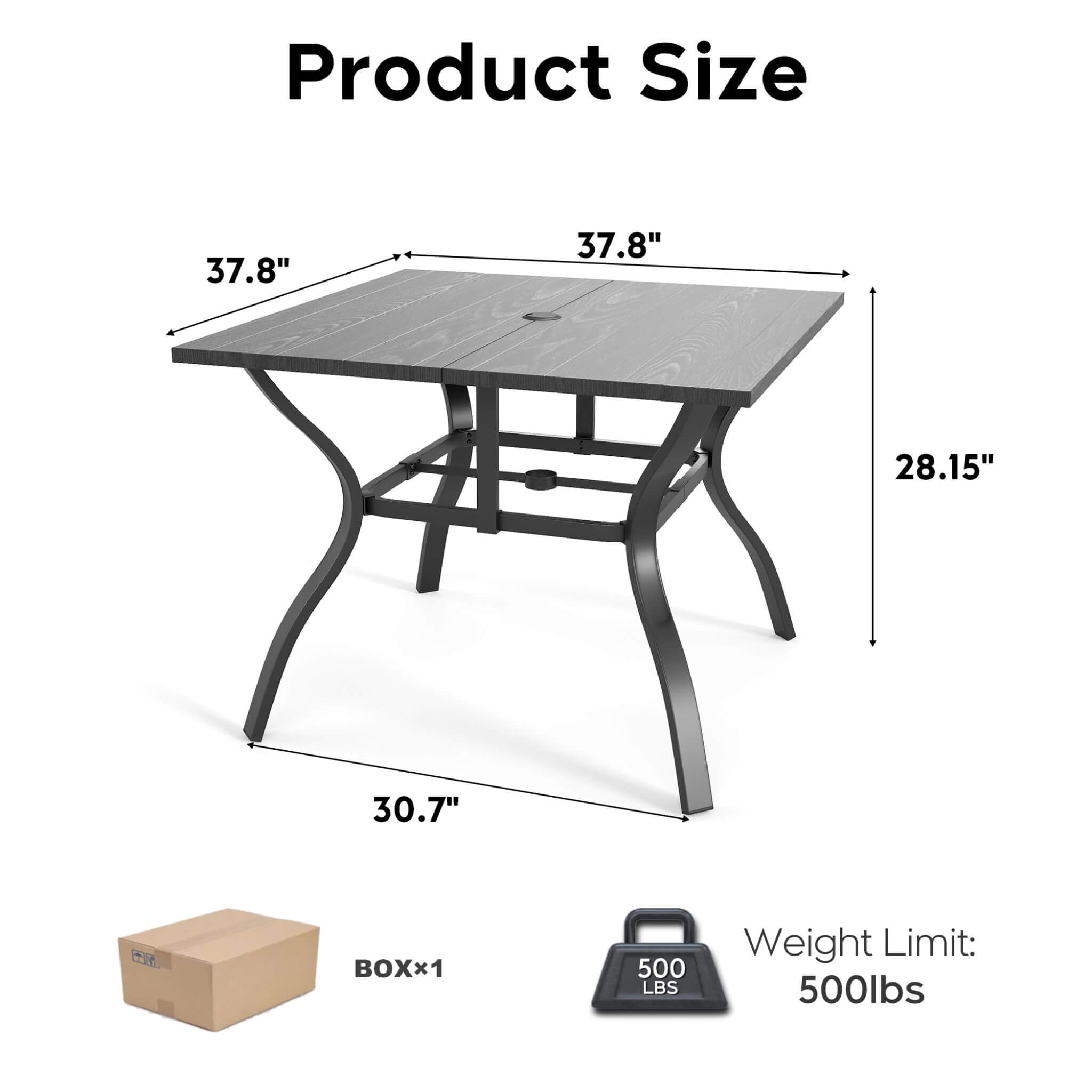 Alora 5-Piece Outdoor Dining Set With 4 Heavy-Duty Chairs And Square Table With Umbrella Hole [UMBRELLA NOT INCLUDED] (SAK935