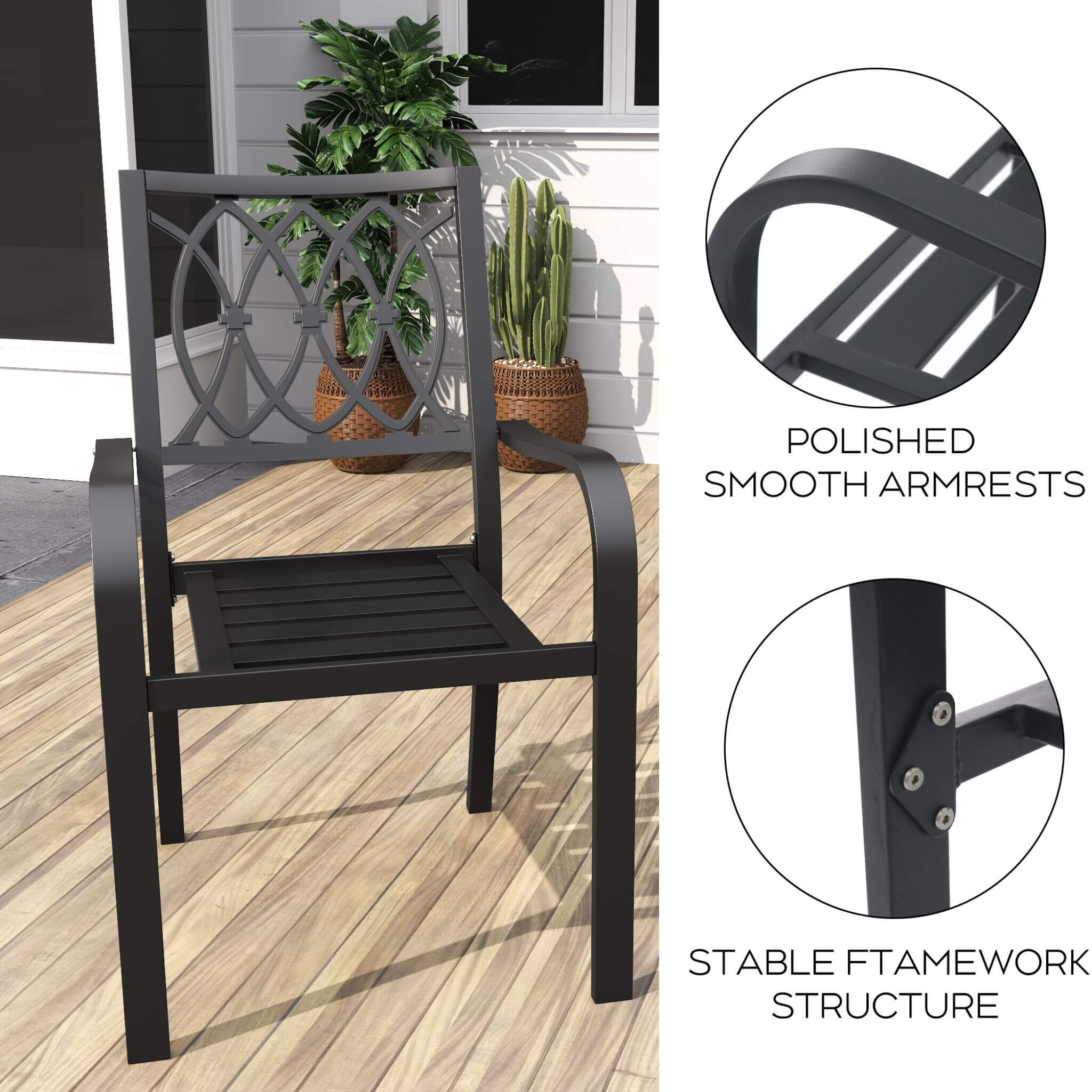 Alora 5-Piece Outdoor Dining Set With 4 Heavy-Duty Chairs And Square Table With Umbrella Hole [UMBRELLA NOT INCLUDED] (SAK935