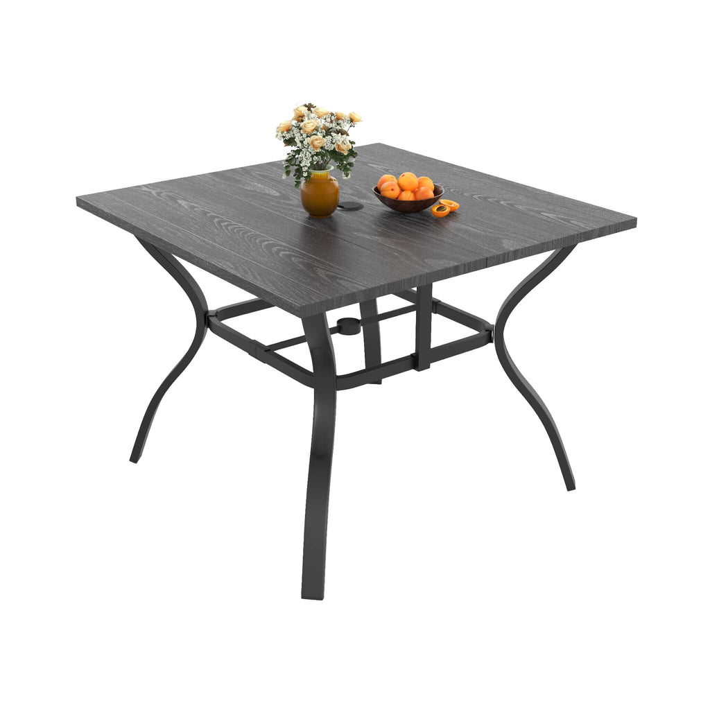 Alora 5-Piece Outdoor Dining Set With 4 Heavy-Duty Chairs And Square Table With Umbrella Hole [UMBRELLA NOT INCLUDED] (SAK935