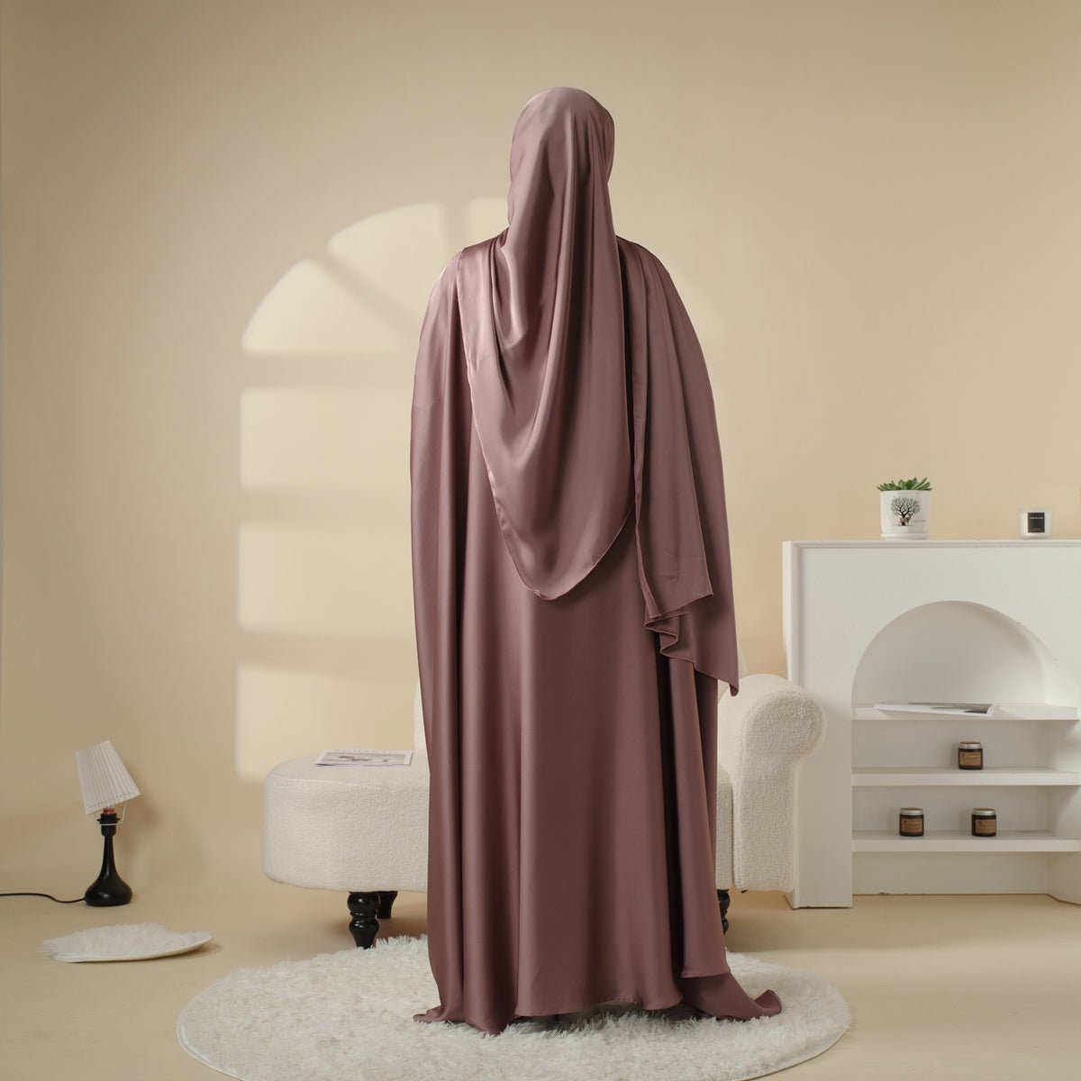 Mariam's Collection 5-Piece Set Butterfly Abaya With Niqab, Loose Full Cover Satin Abaya (MOA019) — feature highlight