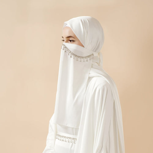5-Piece Set Butterfly Abaya With Niqab, Loose Full Cover Satin Abaya (MOA019)