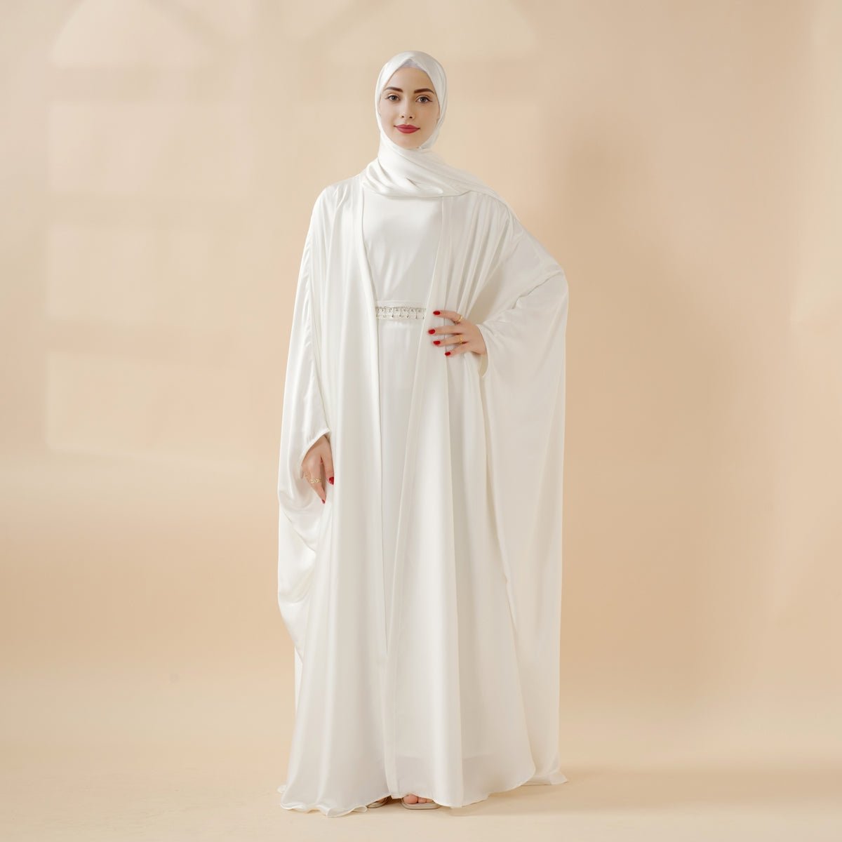 Mariam's Collection 5-Piece Set Butterfly Abaya With Niqab, Loose Full Cover Satin Abaya (MOA019) — main product shot