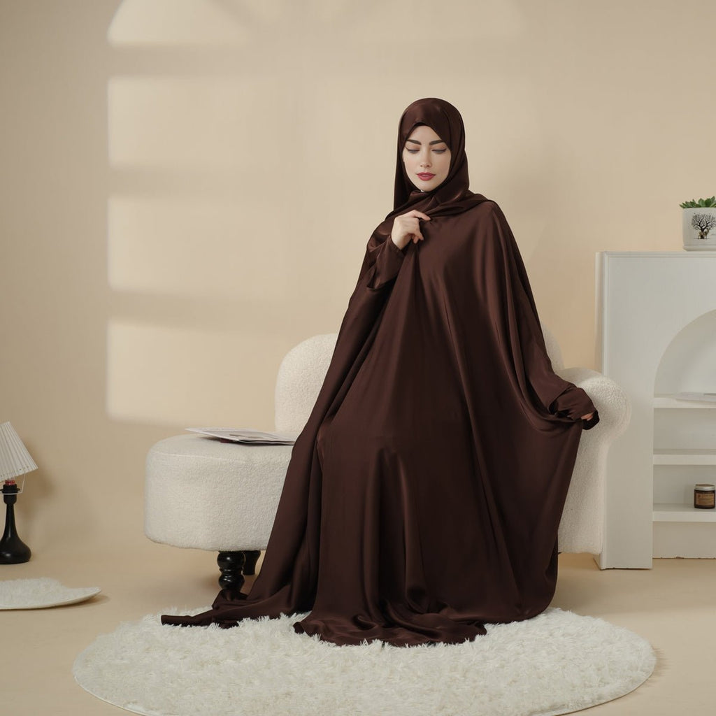 Mariam's Collection 5-Piece Set Butterfly Abaya With Niqab, Loose Full Cover Satin Abaya (MOA019) — main product shot