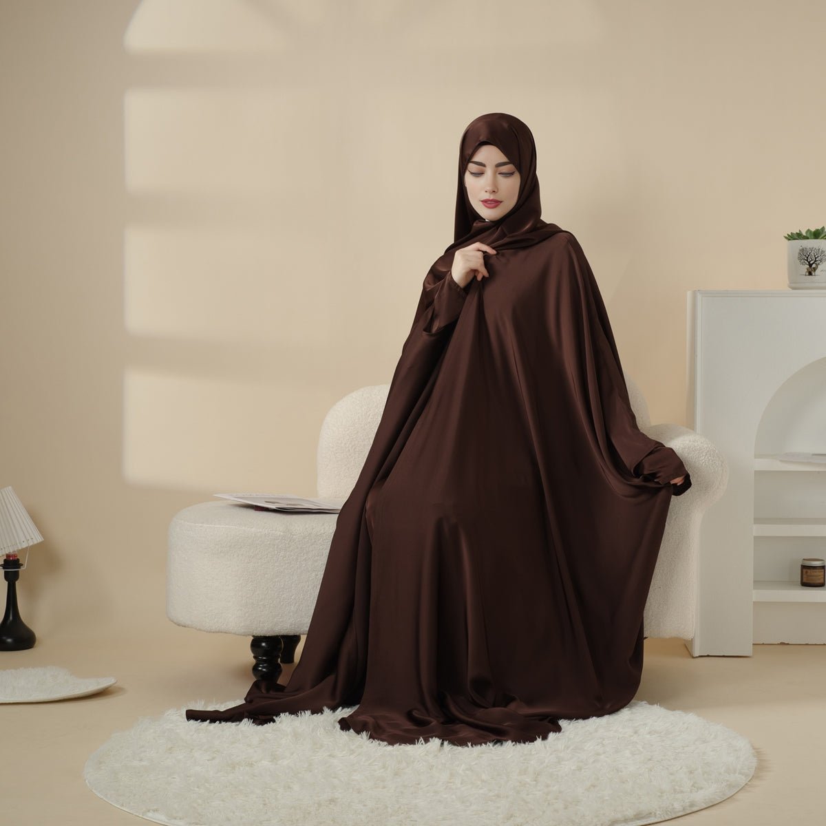 Mariam's Collection 5-Piece Set Butterfly Abaya With Niqab, Loose Full Cover Satin Abaya (MOA019) — main product shot