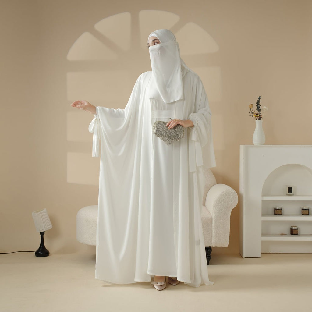 Mariam's Collection 5-Piece Set Farasha Abaya, Premium Farasha Textured Open Abaya (MOA095) — fabric or material detail