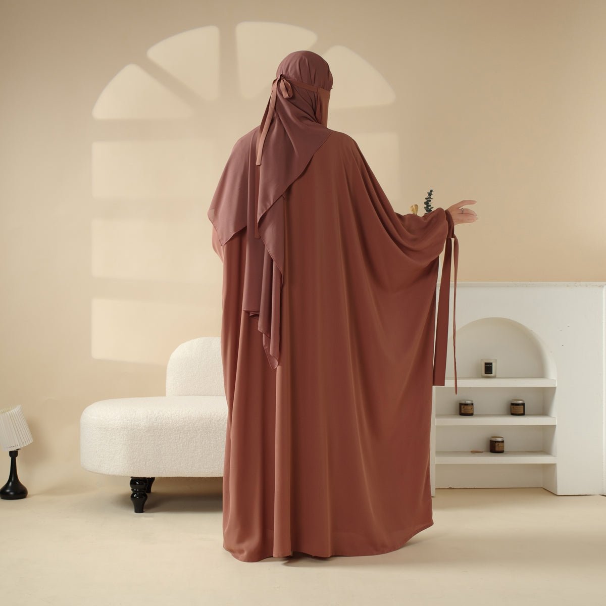 Mariam's Collection 5-Piece Set Farasha Abaya, Premium Farasha Textured Open Abaya (MOA095) — lifestyle context