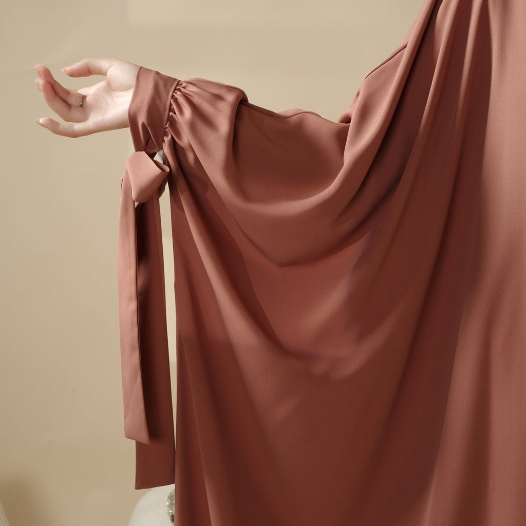 Mariam's Collection 5-Piece Set Farasha Abaya, Premium Farasha Textured Open Abaya (MOA095) — side view