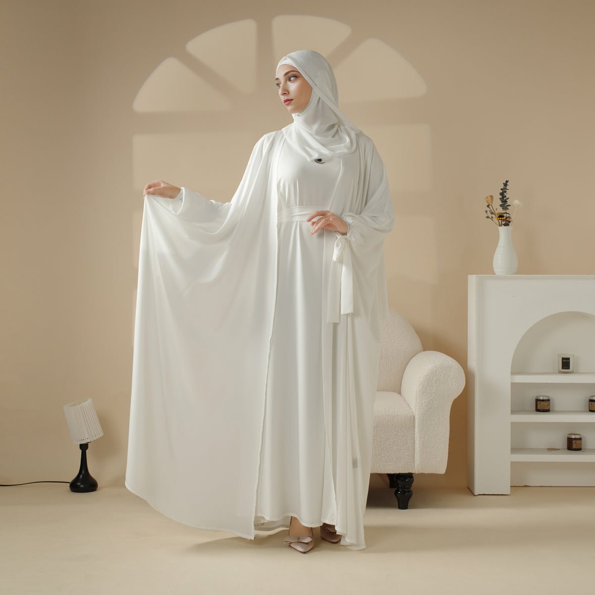 Mariam's Collection 5-Piece Set Farasha Abaya, Premium Farasha Textured Open Abaya (MOA095) — feature highlight