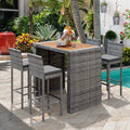 Alora 5-Piece Wicker Patio Bar Set With Cushions & Acacia Table (SAK26801) – SAKSBY WHOLESALE