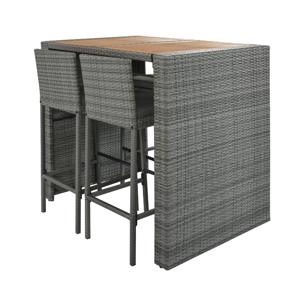 Alora 5-Piece Wicker Patio Bar Set With Cushions & Acacia Table (SAK26801) – SAKSBY WHOLESALE, view 10