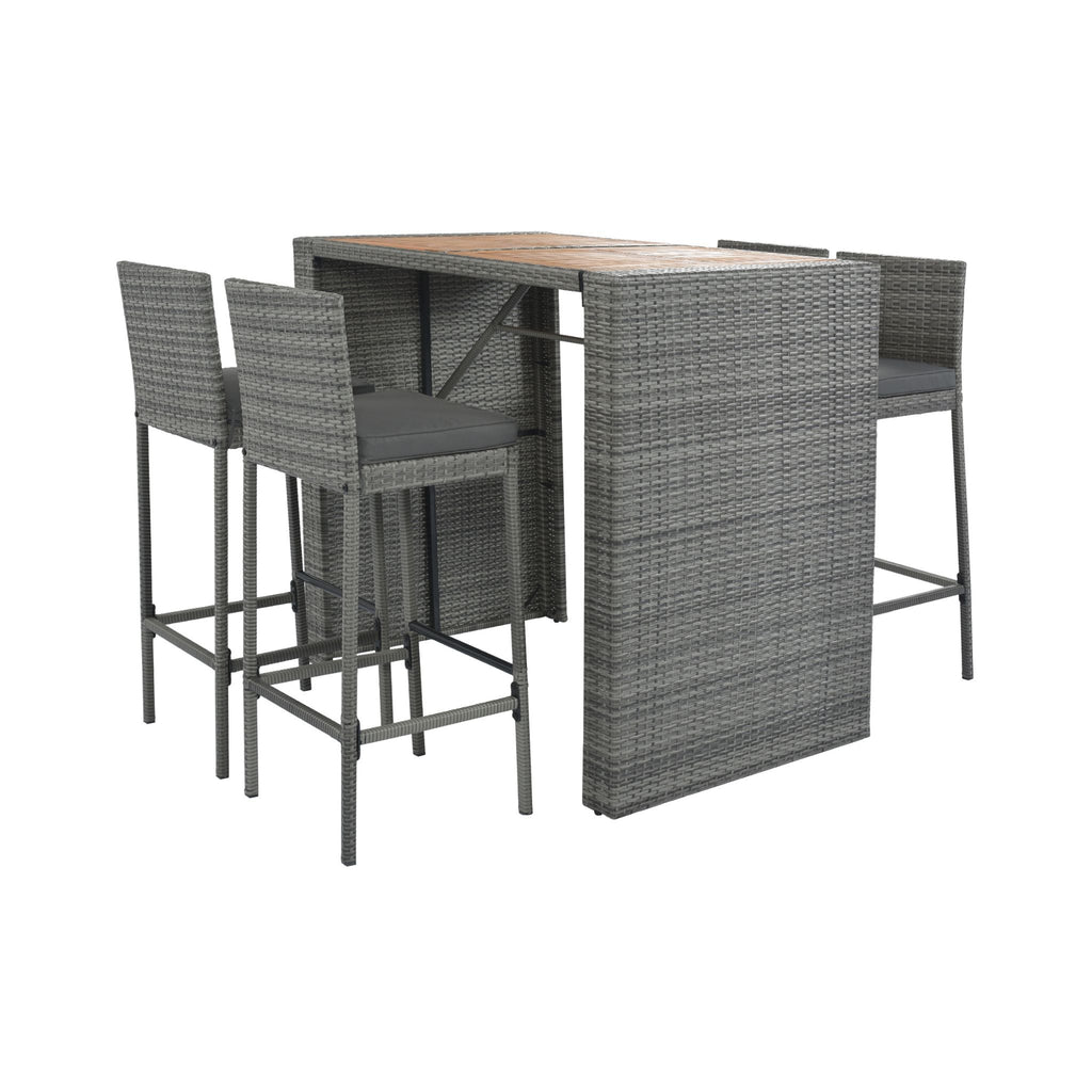 Alora 5-Piece Wicker Patio Bar Set With Cushions & Acacia Table (SAK26801) – SAKSBY WHOLESALE, view 9