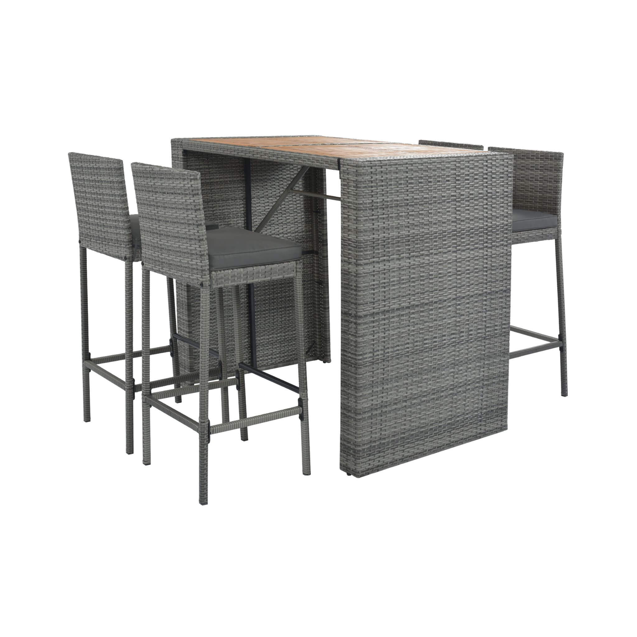 Alora 5-Piece Wicker Patio Bar Set With Cushions & Acacia Table (SAK26801) – SAKSBY WHOLESALE, view 12