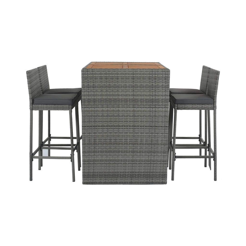 Alora 5-Piece Wicker Patio Bar Set With Cushions & Acacia Table (SAK26801) – SAKSBY WHOLESALE, view 11