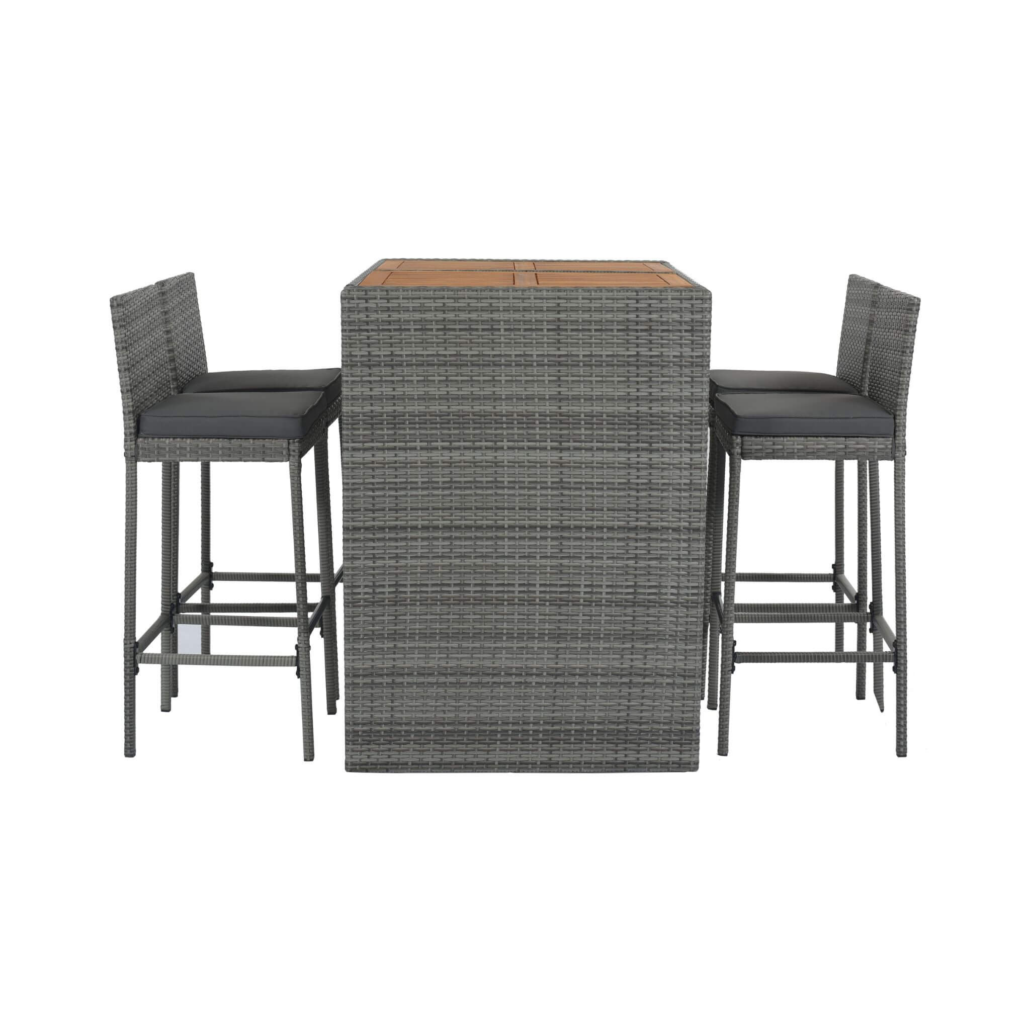 Alora 5-Piece Wicker Patio Bar Set With Cushions & Acacia Table (SAK26801) – SAKSBY WHOLESALE, view 11